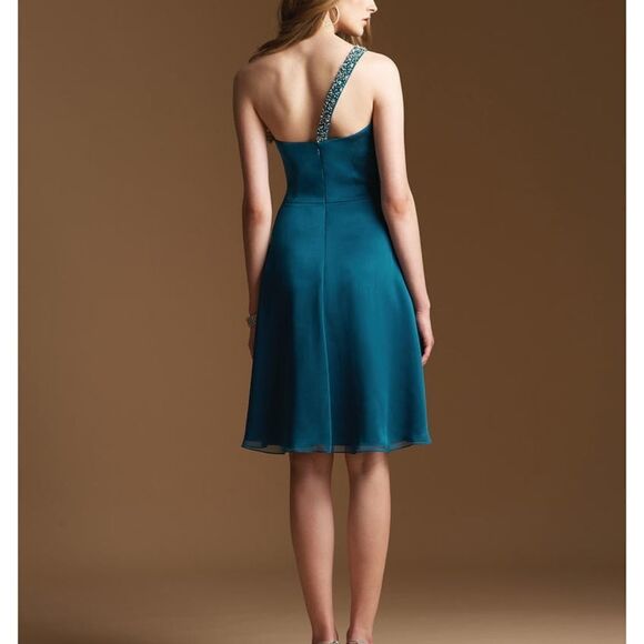 NWT Belsoie Special Occasion/Prom Plum 14 One Shoulder Knee Length Dress - Picture 11 of 11